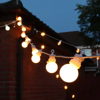 23 м 25 лампочек, белые кабельные гирлянды, уличная гирлянда, светодиодная лампа G50, Свадебное Рождество для праздничного украшения сада. - Изображение 2  
