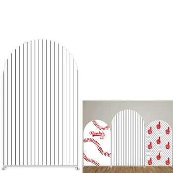 Бейсбольная арка в полоску, фоновые чехлы для спортивных тематических вечеринок по случаю дня рождения, реквизит для украшения фотографий новорожденных - Изображение 2  