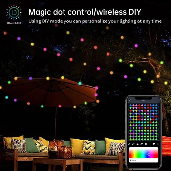 Bluetooth Пульт Дистанционного Управления LED String RGB Ball Fairy Lights USB Гирлянда для Наружного Сада Новогоднее Рождественское Украшение Свадебной Вечеринки - Изображение 2  