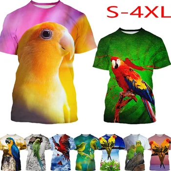 Повседневная футболка с 3D принтом Parrot Bird 2023, модные женские и мужские топы с коротким рукавом - Изображение 2  
