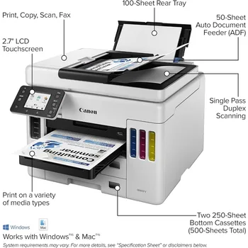 Универсальный принтер MAXIFY GX7021 для небольших офисов с беспроводным мегабанком, один размер - Изображение 2  