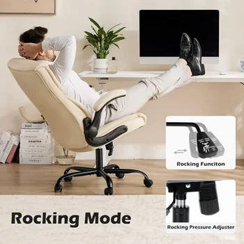 Офисный стол, Эргономичный Регулируемый компьютерный стол, Белый офисный стул кремового цвета - Изображение 2  