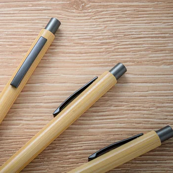 50ШТ Шариковая ручка из бамбукового дерева, шариковая ручка с нажимным действием, канцелярские принадлежности для офиса и школы, фирменная шариковая ручка - Изображение 2  