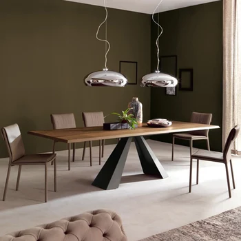 Стол для совещаний из массива дерева, длинный стол, промышленный стол, верстак, комбинация стола и стула, простой и современный длинный стол - Изображение 2  