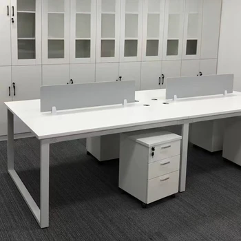 Тщеславный Офисный рабочий стол с белыми угловыми ящиками, роскошный стол для персонала, макияж, Современное дизайнерское бюро, мебель для работы HD50WD - Изображение 2  