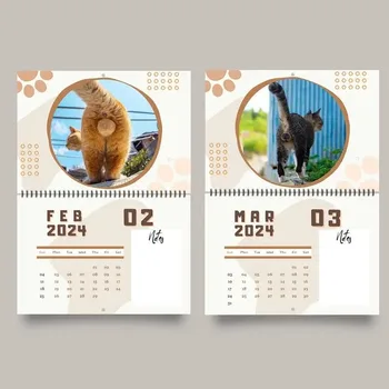 Кошки Анальные Отверстия Шары Календарь Новый 2024 Животное Кошка Календарь Украшение Дома Гостиной Новый Год Рождественский Подарок Для Школьного Офиса - Изображение 2  