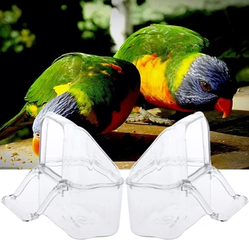 Кормушка для птиц с насестом, прозрачный акриловый диспенсер для еды, аксессуары из клетки - Изображение 2  