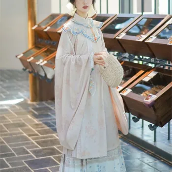 Оригинальная униформа династии Мин Хань Длинная рубашка Платье с лошадиной мордой Облако на плече В античном стиле Тяжелая промышленность Вышивка Платье Hanfu - Изображение 2  