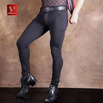 MEISE Сексуальные мужские длинные брюки с высокой эластичностью, узкие брюки-карандаш, костюм для ночного клуба, Мужская одежда для сцены, обтягивающие брюки для бара, плюс размер NK26 - Изображение 2  