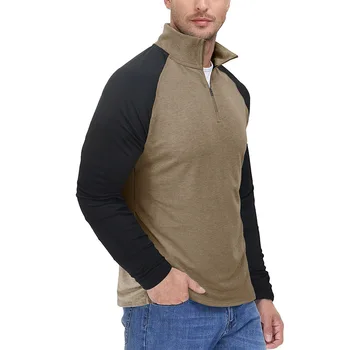 Мужская толстовка с длинным рукавом на молнии, пуловер с высоким воротом, уличный свитер с воротником-стойкой в тон - Изображение 2  