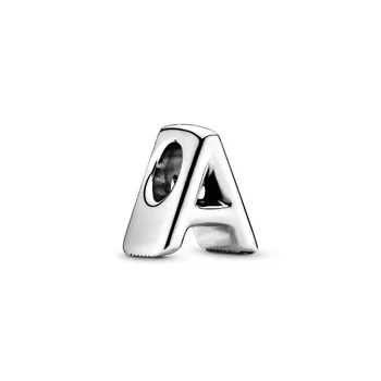 Горячая распродажа, бусины-подвески из стерлингового серебра 925 пробы с буквами алфавита A-Z, подходят к оригинальному браслету Pandora, ожерелью для женщин, изящные украшения своими руками - Изображение 2  