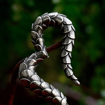 Специальный дизайн, подвеска в виде чешуи дракона для мужчин, простое винтажное ожерелье с животными из нержавеющей стали 316L, модные уникальные креативные украшения - Изображение 2  