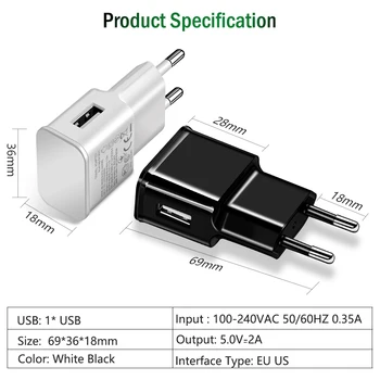 Универсальный Дорожный USB-кабель для Зарядного устройства Переменного Тока OPPO F5 A73 A75 a77 A83 A1 A5 A3S AX5 R15 Neo A3 F9 Pro A7X R17 PRO RX17 Pro - Изображение 2  