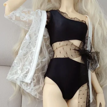 60 см Одежда для куклы BJD, купальный костюм, 1/3 сексуального черного нижнего белья и белые топы Бесплатная доставка - Изображение 2  