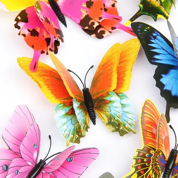 3D двухслойные наклейки на стену с бабочками, Магнитные наклейки на холодильник, Красочные съемные плакаты с бабочками Для украшения комнаты в саду - Изображение 2  