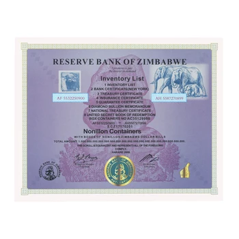 Фиолетовый сертификат Зимбабве Банкноты без упаковки Бумажные деньги с флуоресцентным эффектом В подарок - Изображение 2  