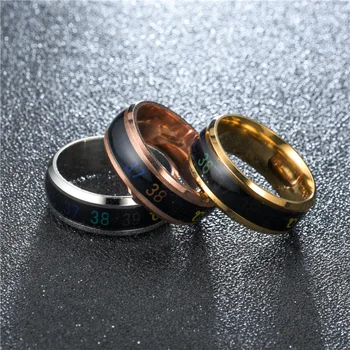 Умное температурное кольцо из титановой стали, температура тела, эмоциональные ощущения, умное температурное кольцо, женские Мужские водонепроницаемые украшения - Изображение 2  