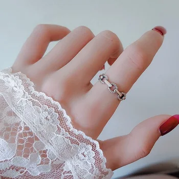 Цепочка из стерлингового серебра 925 пробы, открывающее кольцо с полой геометрией, указательный палец для женщин, модные минималистичные украшения для девочек, подарок для вечеринки - Изображение 2  