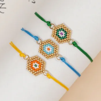 Go2boho Новый стиль, цветной шестигранный браслет из бисера миюки, плетеная модная цепочка на запястье - Изображение 2  