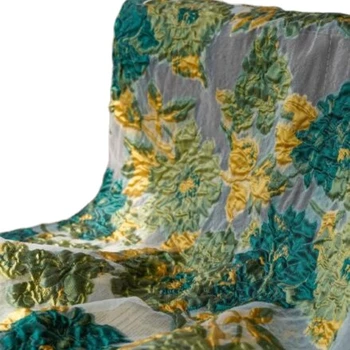 жаккардовая ткань с цветочным тиснением 1 м * 1,4 м, 3D пустотелая цветочная ткань, ткань с африканской вышивкой, материал для пошива одежды, платьев - Изображение 2  