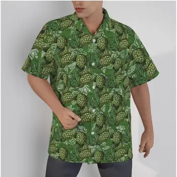 Мужская гавайская рубашка с забавным принтом Гамбургеры, Крутой Пляжный короткий рукав, Летние повседневные топы на пуговицах в стиле пэчворк, 3D Рубашки - Изображение 2  