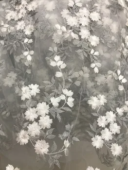 1 ярд серебряной нити, вышивка из белых цветочных листьев, ротанга, декоративные ткани, аксессуары, кружева, дизайнерские ткани для пэчворка - Изображение 2  