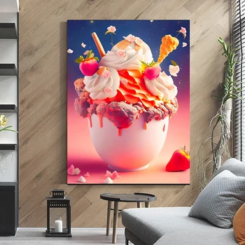 Изысканная алмазная живопись 5D с шоколадным пончиком и мороженым, алмазная живопись, инкрустированная полной алмазной вышивкой, украшение дома художника - Изображение 2  