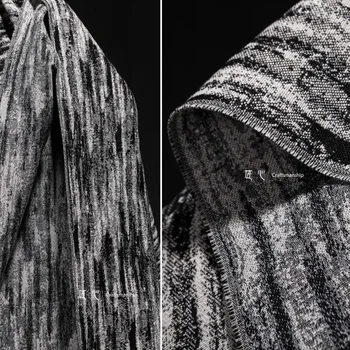 Жаккардовая джинсовая ткань, черно-серая тканая креативная одежда, Дизайнерская ткань для шитья одежды, Оптовые метры ткани, Материал для поделок - Изображение 2  