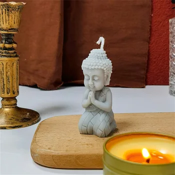 3D Маленькая свеча Будды, силиконовая форма, китайские элементы в форме Будды Амитабхи, украшение свечи ручной работы - Изображение 2  