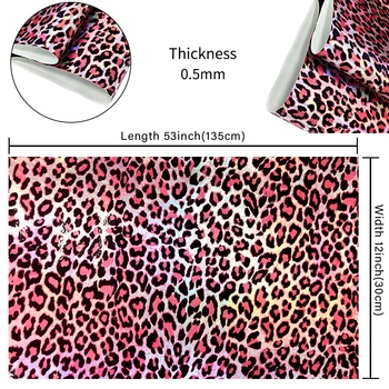 Рулон ткани из искусственной кожи с лазерным леопардовым принтом для шитья бантов для волос/серег DIY Crafts Рулон ткани из искусственной кожи 46x135 см - Изображение 2  