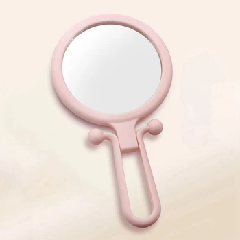 10-кратная ручная лупа, двустороннее складное зеркало для макияжа, портативное ручное зеркало с регулируемой ручкой (розовый) - Изображение 2  