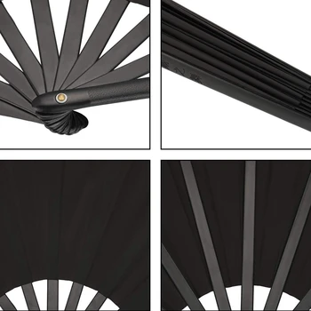 4 Штуки Большого складного веера Ручной Складной Веер из нейлоновой ткани Китайский Веер Кунг-фу Тайцзи Черное Украшение Складной Ручной Веер - Изображение 2  