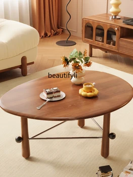 Французский журнальный столик из массива дерева, гостиная, домашний балкон, простой современный маленький чайный столик в стиле ретро - Изображение 2  