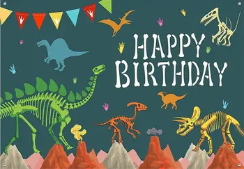 Мультяшный динозавр, фон с Днем Рождения, баннер для фотосъемки, баннер для тематической вечеринки в честь детского душа для мальчиков - Изображение 2  