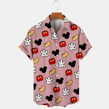 Летняя рубашка 2023 Disney trend модный мультфильм interstellar baby Stitch Harajuku топ мужская рубашка с лацканами Disney Гавайские рубашки - Изображение 2  