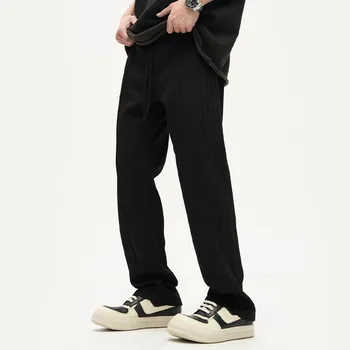 Новые мужские брюки в стиле ретро с боковыми полосками, прямые повседневные брюки свободного кроя, модные спортивные брюки 