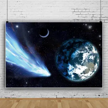 Сияющая Вселенная Галактика Комета и Земля Фон для портретной фотосъемки Декор Фотофон Реквизит для студийной фотосессии - Изображение 2  