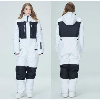 Женские зимние комбинезоны, лыжный костюм, ветрозащитное зимнее пальто, теплый утепленный лыжный комбинезон, зимний костюм для сноуборда, куртка, брюки мужские - Изображение 2  