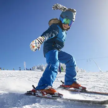 Детские зимние Лыжные перчатки Водонепроницаемые Теплые мягкие варежки для девочек и мальчиков Катание на лыжах Велоспорт Ветрозащитные Перчатки для сноуборда - Изображение 2  
