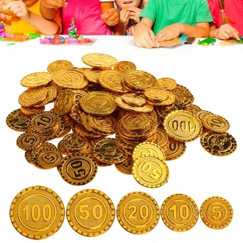 100шт золотых монет разменная монета Игровая монета сокровища монеты Рождество Декабрь - Изображение 2  