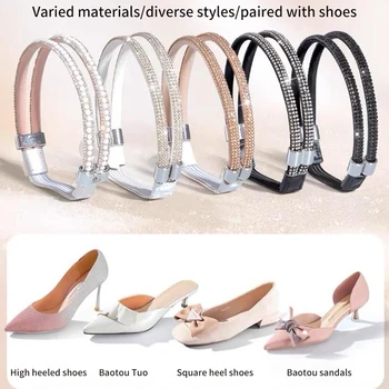 Удерживающий лодыжки Свободный противоскользящий пучок шнурков, ремешки для галстуков, женские шнурки со стразами, свободный треугольный пучок, ремень для обуви на высоких каблуках - Изображение 2  