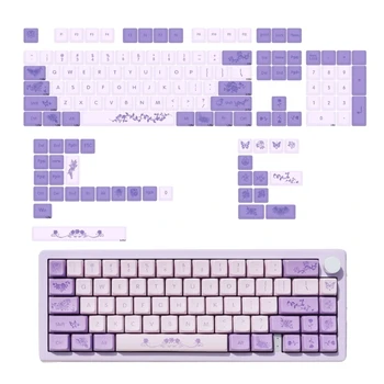 PBT Keycaps 136ШТ Розовая Тема DyeSublimation Keycap Set MDA для Девочек Механическая Клавиатура - Изображение 2  