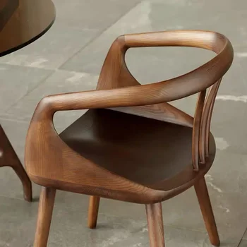 Скандинавский дизайнерский обеденный стул из цельного дерева, Mo Modern simple, стул для домашнего кабинета - Изображение 2  