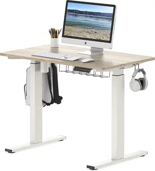 Письменный стол с электрической регулировкой высоты SHW Memory Preset, 40 x 24 дюйма, клен - Изображение 2  