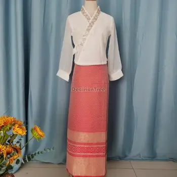 2024 таиланд, платье для народных танцев, женская элегантная традиционная одежда в этническом стиле, женская одежда для путешествий, комплект одежды для фотосъемки. - Изображение 2  