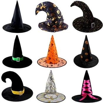 Черные шляпы ведьмы для взрослых и детей, кепки для костюмов на Хэллоуин - Изображение 2  