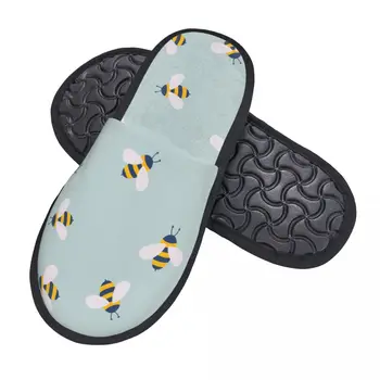 Милые мультяшные тапочки с пчелами для женщин и мужчин, Пушистые зимние теплые тапочки, домашние тапочки - Изображение 2  