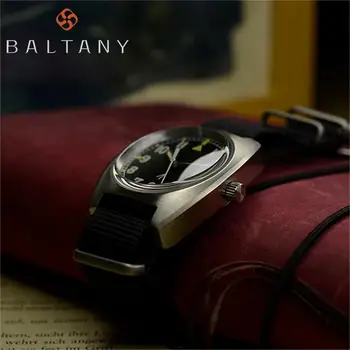 BALTANY NH35 Автоматические механические наручные часы в стиле ретро, военные часы Pilot, стерильный циферблат, Суперсветящийся водонепроницаемый календарь из ткани - Изображение 2  