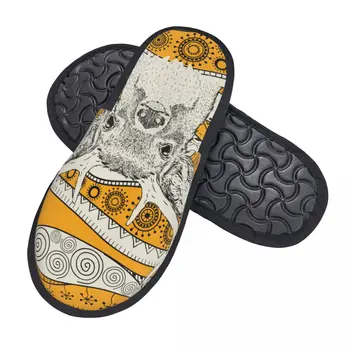 Зимние женские Мужские нескользящие тапочки на плоской подошве, мягкая теплая обувь с рисунком Африканского оленя в помещении - Изображение 2  
