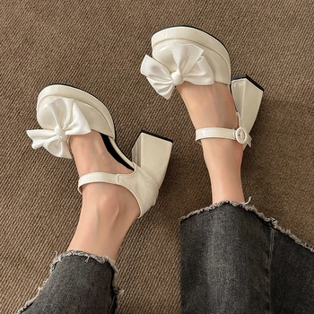 Женская обувь в продаже 2023 г., Высококачественная Женская обувь с закрытым носком на высоком каблуке и платформе, Лаконичные туфли на высоком каблуке с круглым носком, Zapatos - Изображение 2  